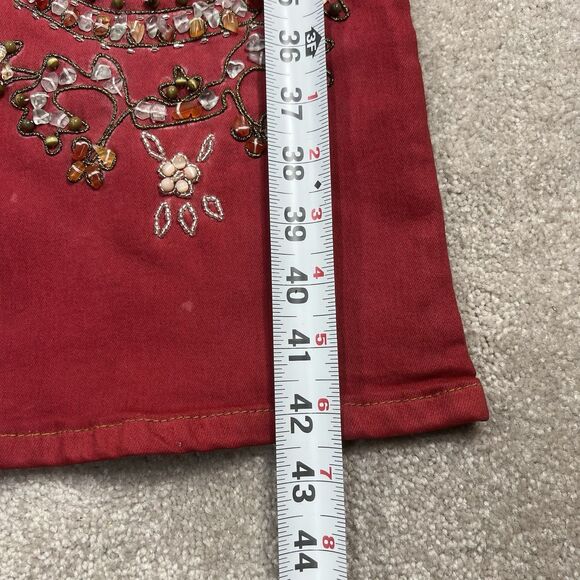 Jacaranda woman’s size 9 jeans Nwt beaded floral details studded bootcut Red - Picture 4 of 10